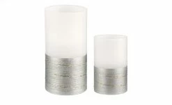 LED-Echtwachs-Kerzen 2er-Set, weiß/silberfarben -Innenleuchten Verkaufsladen 10681895 5 202112152232