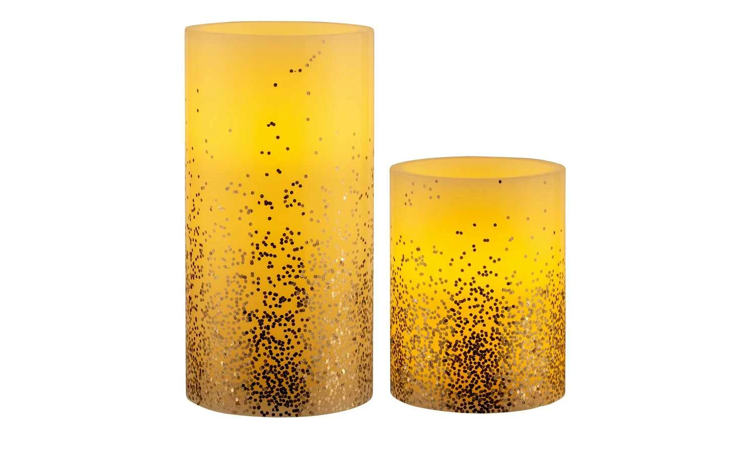 LED-Echtwachs-Kerzen 2er-Set, Elfenbein/goldfarben 5 LED-Echtwachs-Kerzen 2er-Set, Elfenbein/goldfarben – Bild 3