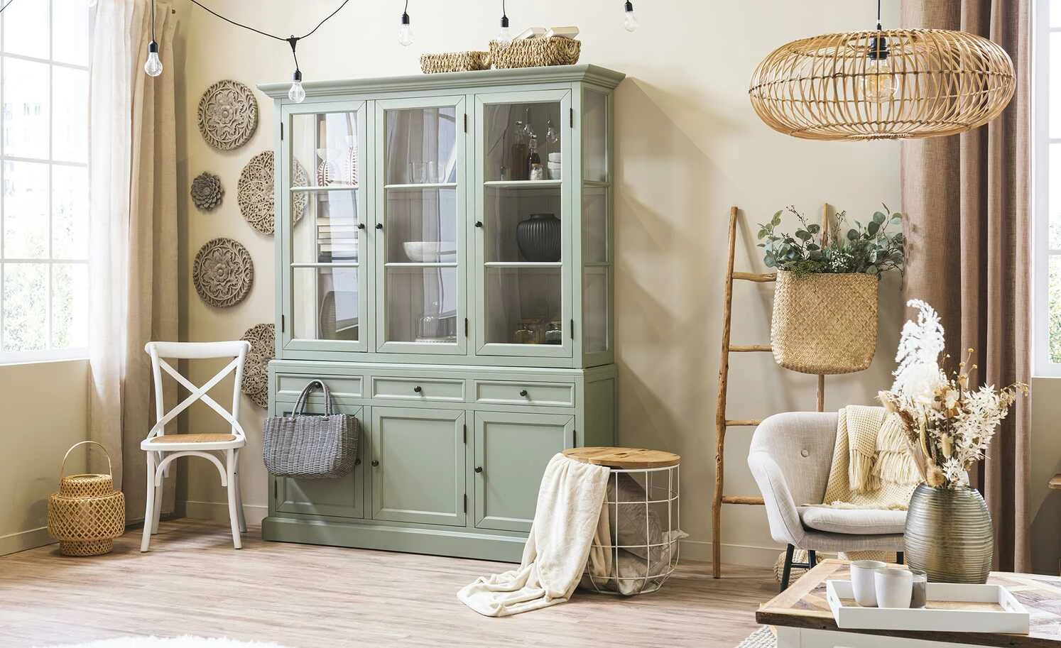 HOME STORY Pendelleuchte mit Holzlamellen 1-flammig 6 HOME STORY Pendelleuchte mit Holzlamellen 1-flammig – Bild 4