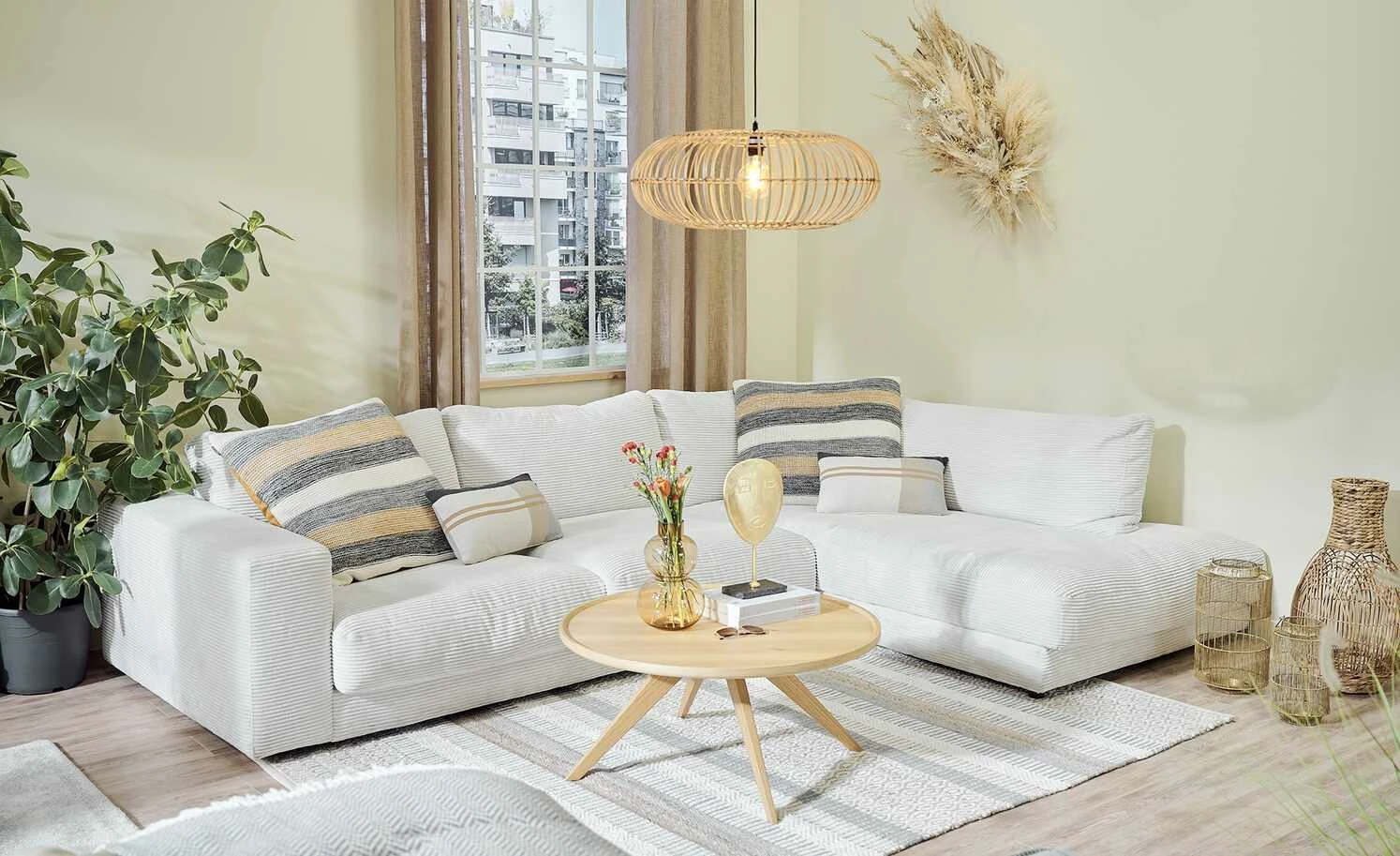 HOME STORY Pendelleuchte mit Holzlamellen 1-flammig 3 HOME STORY Pendelleuchte mit Holzlamellen 1-flammig