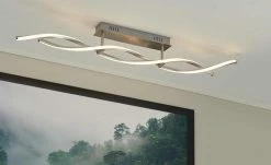 Paul Neuhaus LED-Deckenleuchte, 2-flammig, geschwungen, Nickel-matt