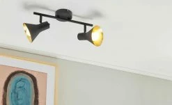 Trio Deckenstrahler, 2-flammig, schwarz/goldfarben