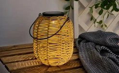 Solar-Tischleuchte, Laterne´ Rattan beige