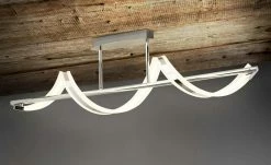 Trio LED-Deckenleuchte, chrom, Acryl geschwungen