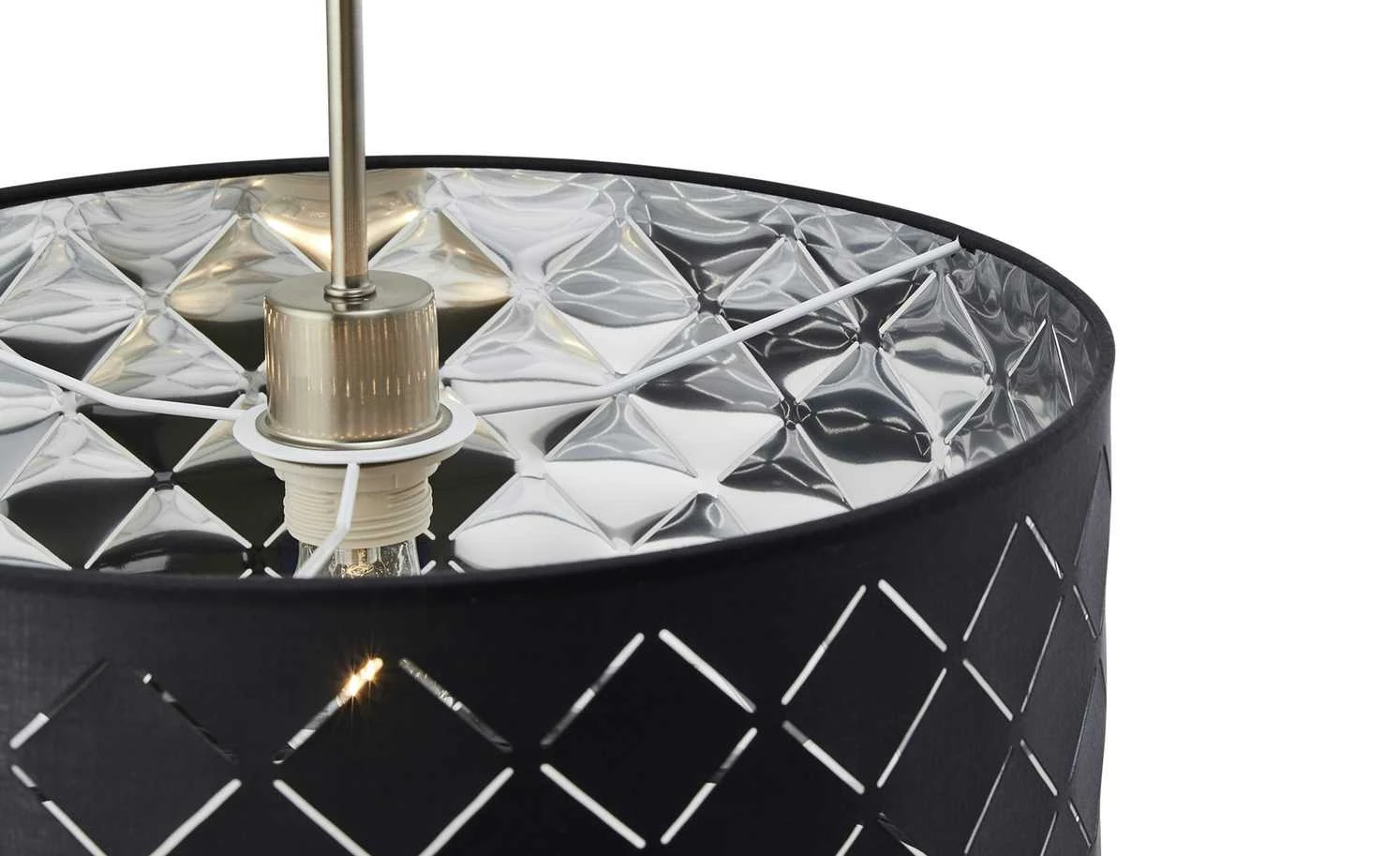 Stoffpendelleuchte, 1-flammig, Schirm grau/silber 6 Stoffpendelleuchte, 1-flammig, Schirm grau/silber – Bild 4