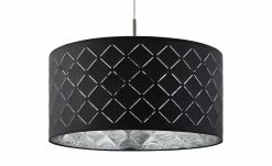 Stoffpendelleuchte, 1-flammig, Schirm grau/silber