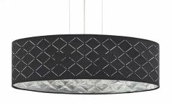 Stoffpendelleuchte, 3-flammig, Schirm grau/silber