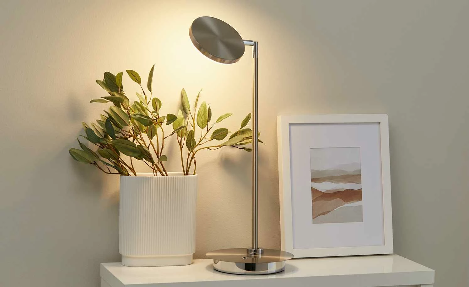 B-Leuchten LED-Tischeuchte, 1-flammig, Nickel matt 3 B-Leuchten LED-Tischeuchte, 1-flammig, Nickel matt