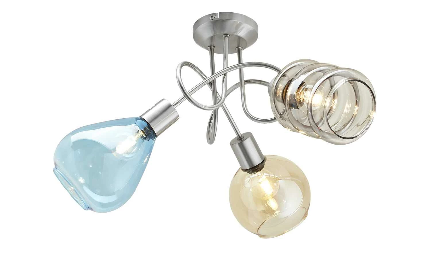 Deckenleuchte, 3-flammig, Gläser in bunt 5 Deckenleuchte, 3-flammig, Gläser in bunt – Bild 3