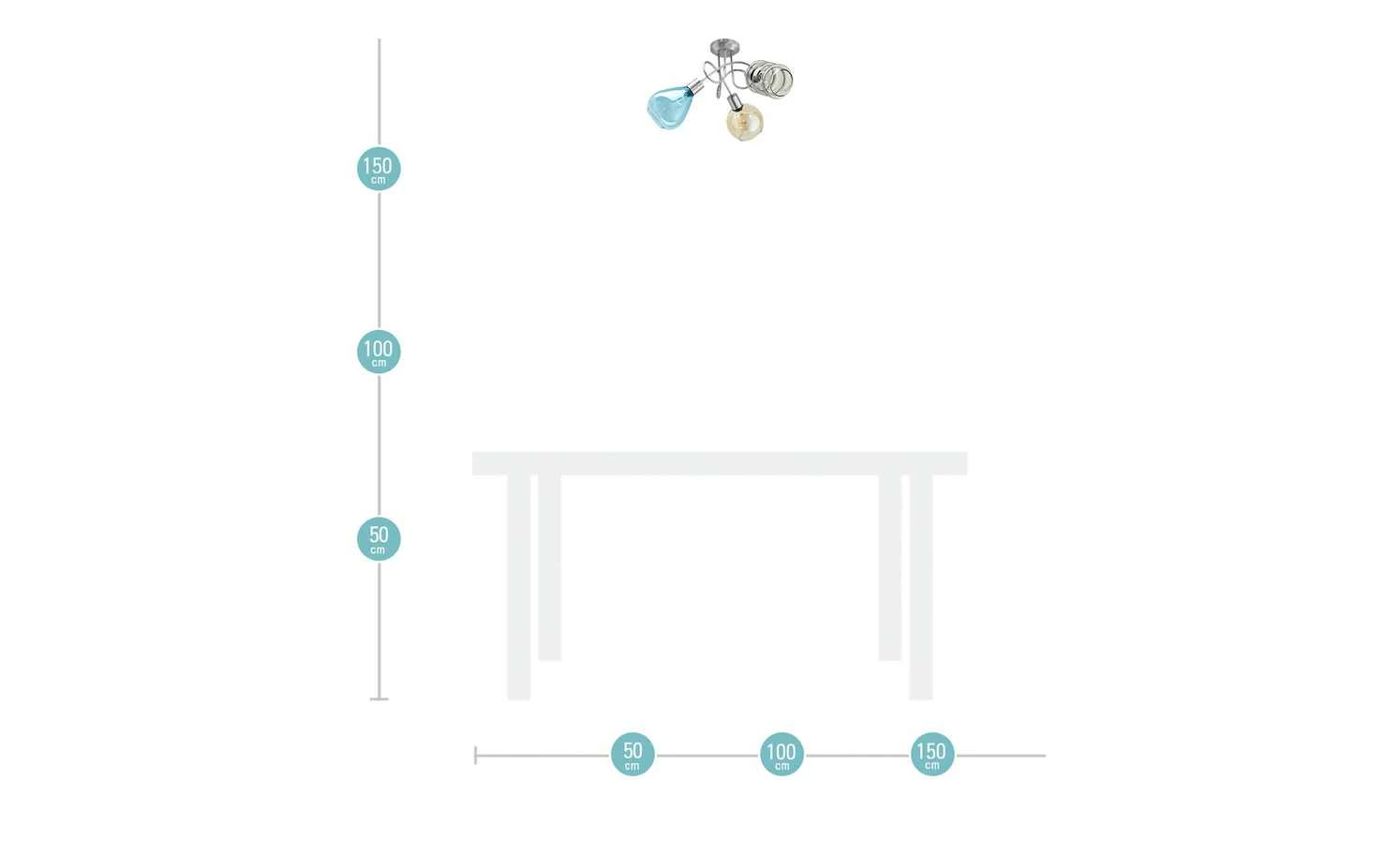 Deckenleuchte, 3-flammig, Gläser in bunt 10 Deckenleuchte, 3-flammig, Gläser in bunt – Bild 8