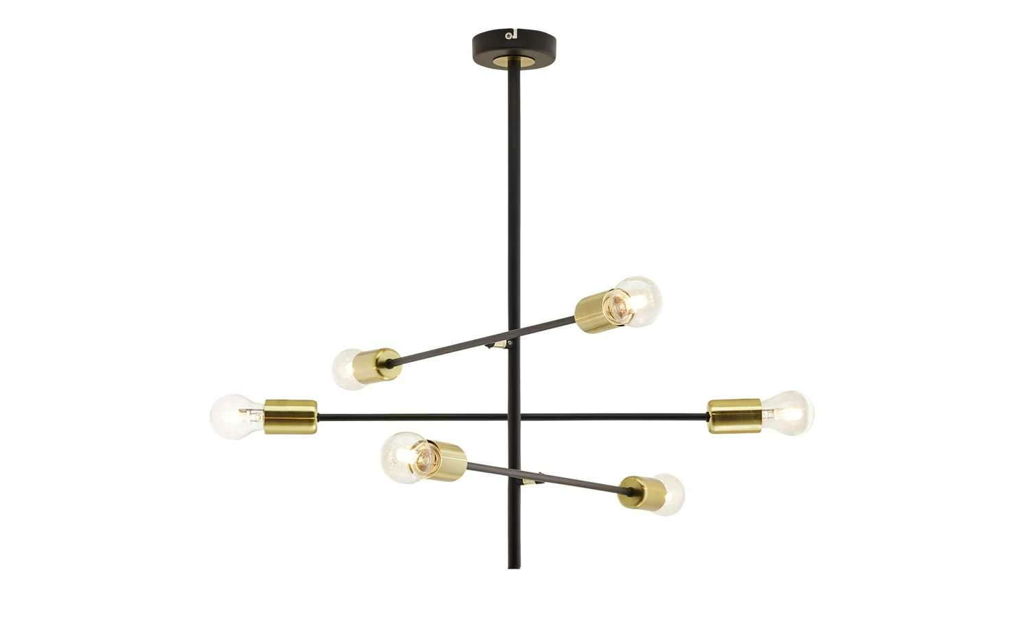 Wofi Pendelleuchte, 6-flammig, schwarz / goldfarben 7 Wofi Pendelleuchte, 6-flammig, schwarz / goldfarben – Bild 5