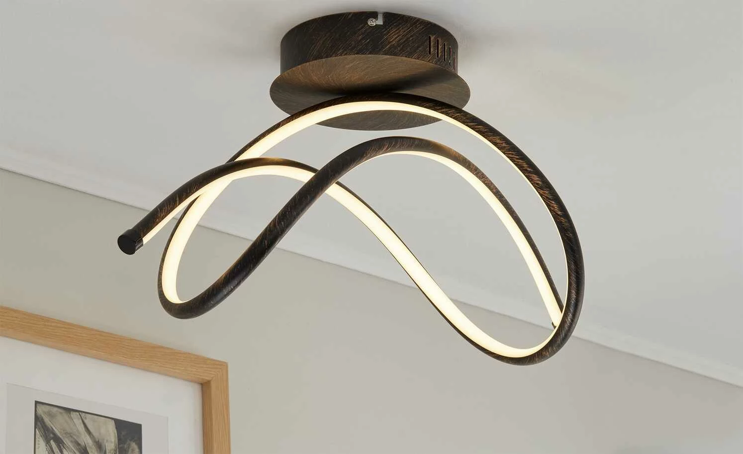 Paul Neuhaus LED-Deckenleuchte, rostfarben, geschwungen 3 Paul Neuhaus LED-Deckenleuchte, rostfarben, geschwungen