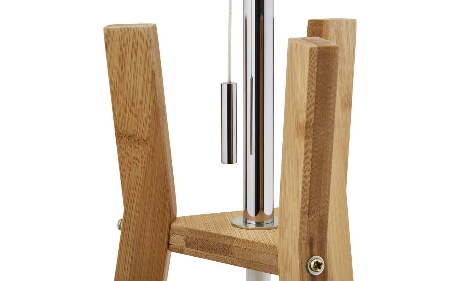 HOME STORY Holz-Stehleuchte, mit Stoffschirm und Ablage 7 HOME STORY Holz-Stehleuchte, mit Stoffschirm und Ablage – Bild 5