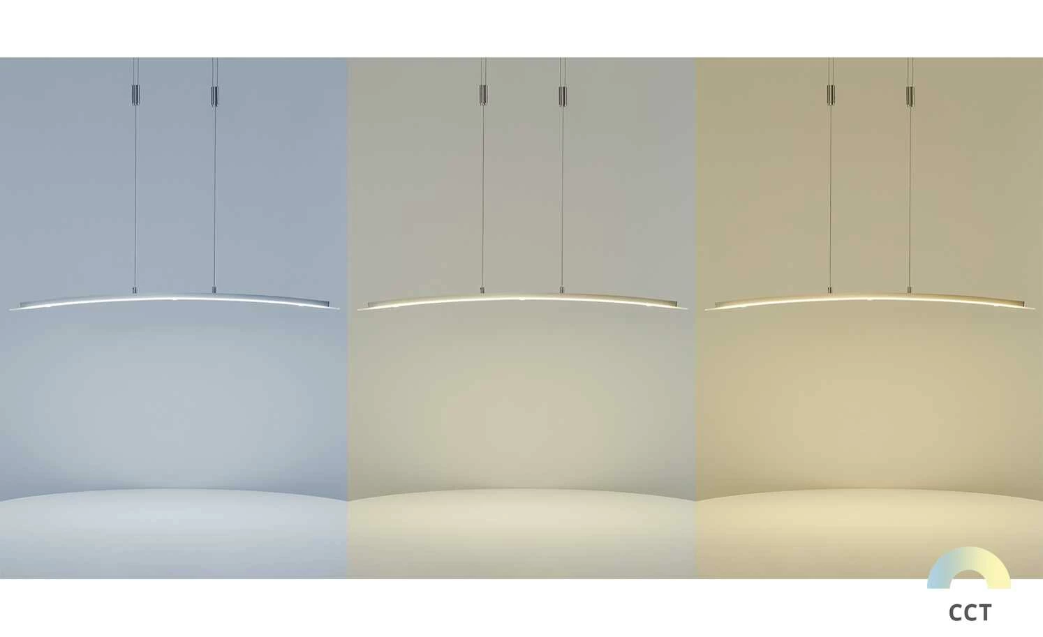 Fischer-Honsel LED-Pendelleuchte, Nickel-matt/ Glas gebogen 3 Fischer-Honsel LED-Pendelleuchte, Nickel-matt/ Glas gebogen