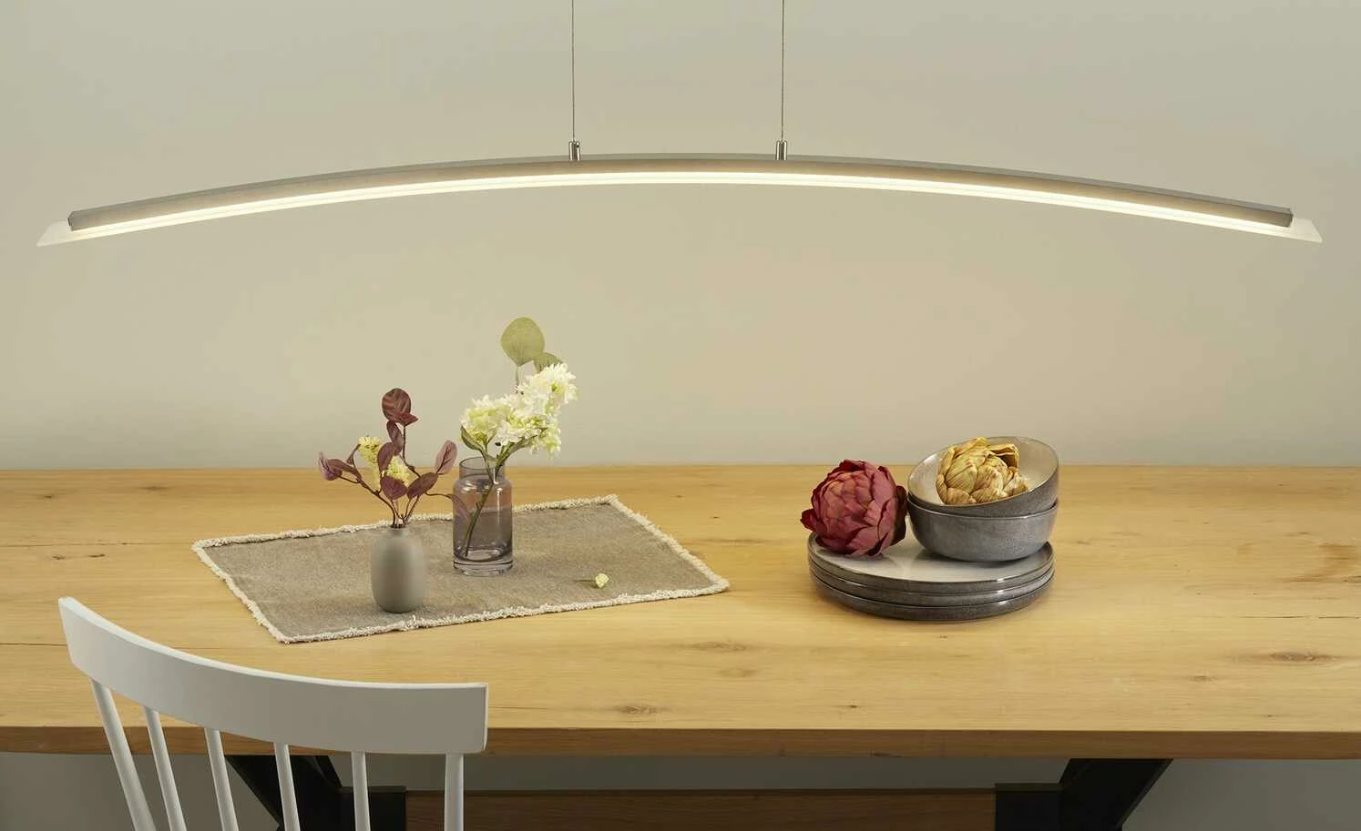 Fischer-Honsel LED-Pendelleuchte, Nickel-matt/Glas gebogen 5 Fischer-Honsel LED-Pendelleuchte, Nickel-matt/Glas gebogen – Bild 3