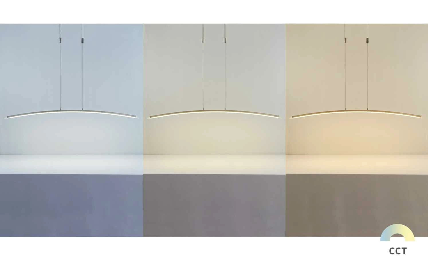 Fischer-Honsel LED-Pendelleuchte, Nickel-matt/Glas gebogen 4 Fischer-Honsel LED-Pendelleuchte, Nickel-matt/Glas gebogen – Bild 2