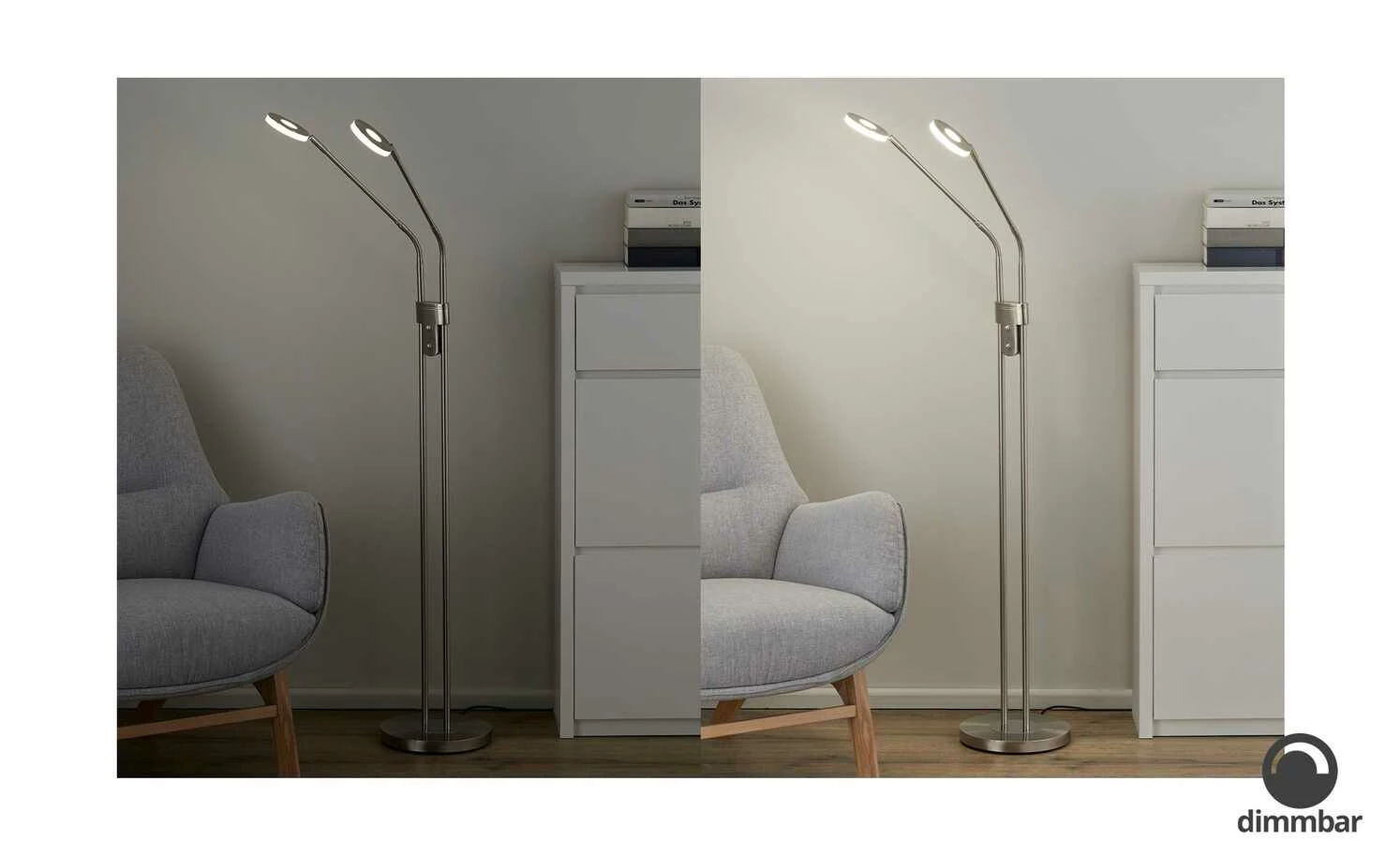 Fischer-Honsel LED-Leseleuchte,2-flammig, Nickel-matt mit Dimmer 11 Fischer-Honsel LED-Leseleuchte,2-flammig, Nickel-matt mit Dimmer – Bild 9