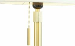 Trio Tischleuchte, 1-flammig, messing-matt, Stoffschirm weiß -Innenleuchten Verkaufsladen 11680030 6 202103152232