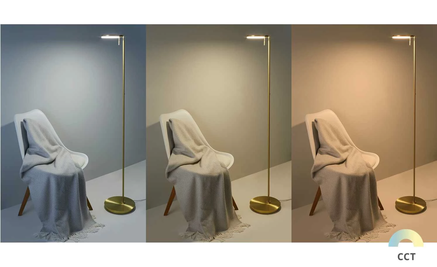 B-Leuchten LED-Stehleuchte, 1-flammig, messing matt | mehrfarbig 3 B-Leuchten LED-Stehleuchte, 1-flammig, messing matt | mehrfarbig