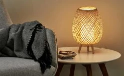 HOME STORY Tischleuchte, 1-flammig, Bambusoptik -Innenleuchten Verkaufsladen 11680543 2 202106101245