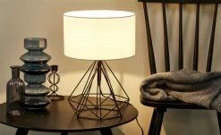 KHG Tischleuchte, 1-flammig, schwarz mit Stoffschirm