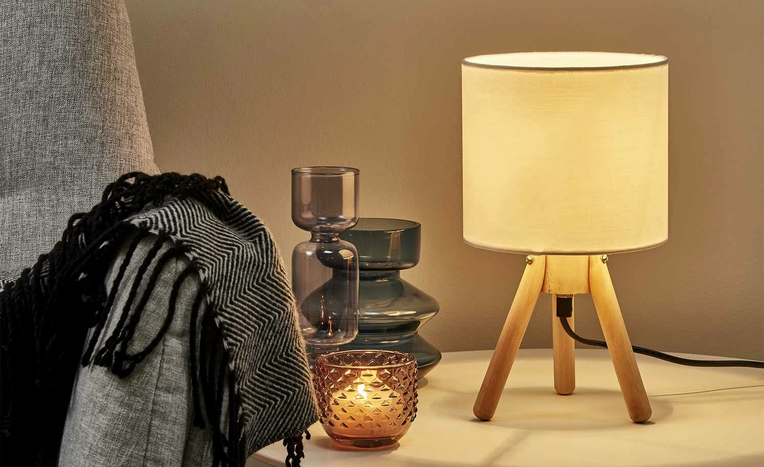 for friends Tischleuchte, 1-flammig, Stoffschirm weiß 3 for friends Tischleuchte, 1-flammig, Stoffschirm weiß