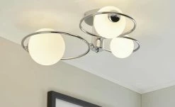 KHG Deckenleuchte, 3-flammig, chrom mit Glaskugeln