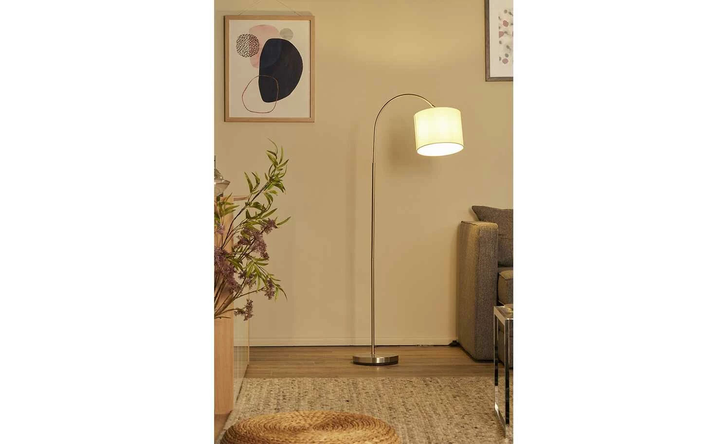 KHG Bogenleuchte, 1-flammig, Stoffschirm weiß 3 KHG Bogenleuchte, 1-flammig, Stoffschirm weiß