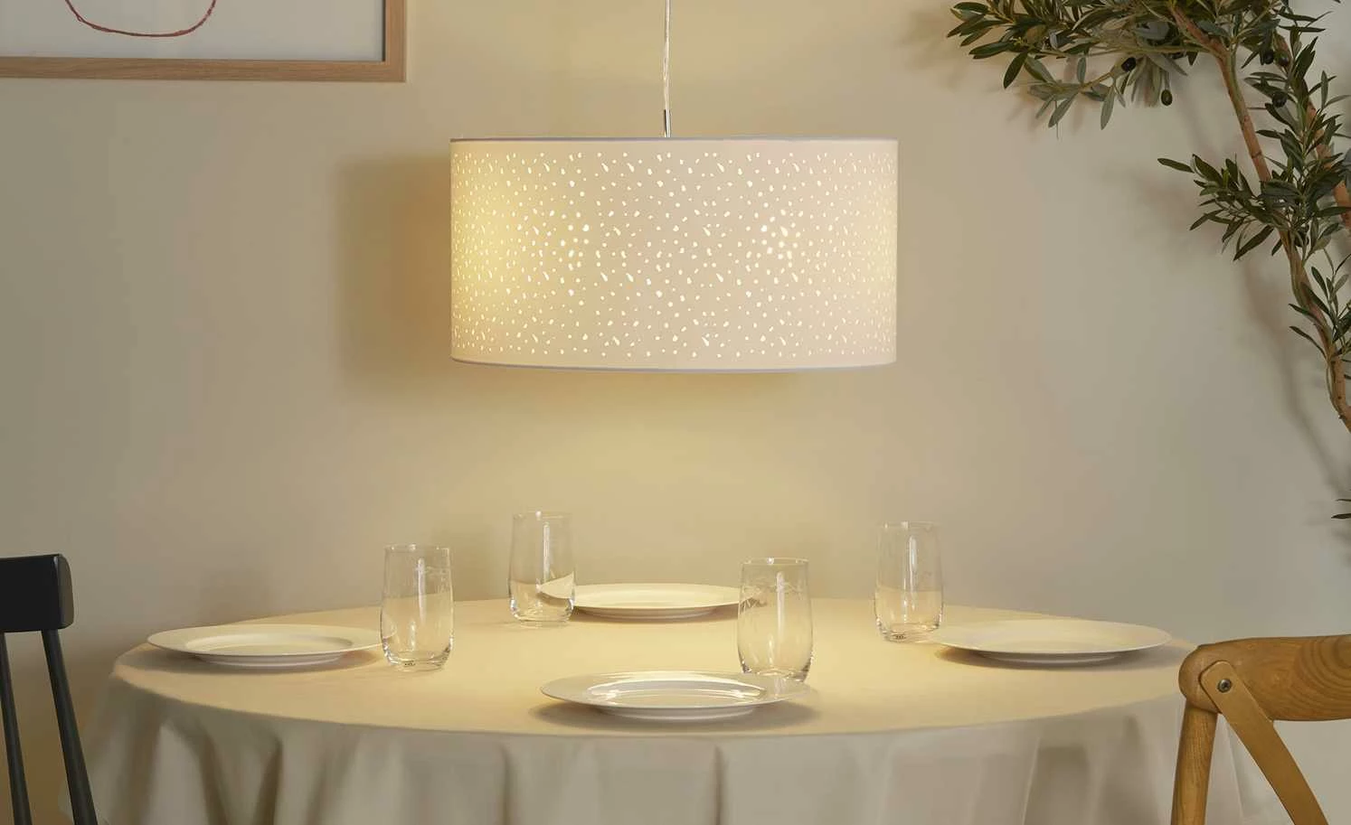 KHG Pendelleuchte, 3-flammig, Stoffschirm weiß 3 KHG Pendelleuchte, 3-flammig, Stoffschirm weiß