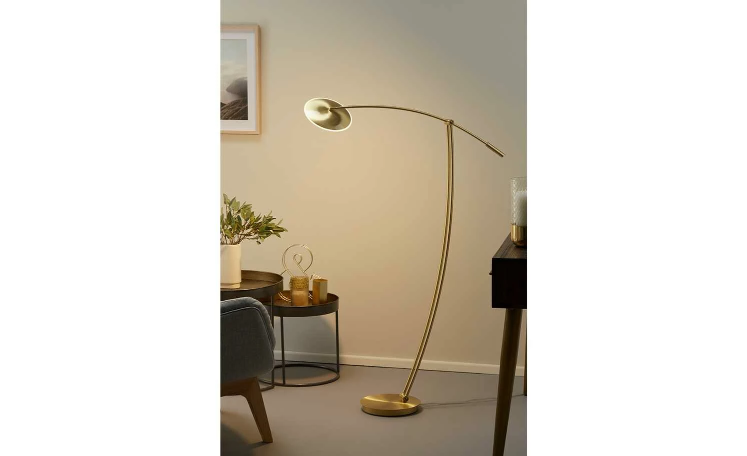 B-Leuchten LED-Stehleuchte messing matt mit Sensordimmer 4 B-Leuchten LED-Stehleuchte messing matt mit Sensordimmer – Bild 2