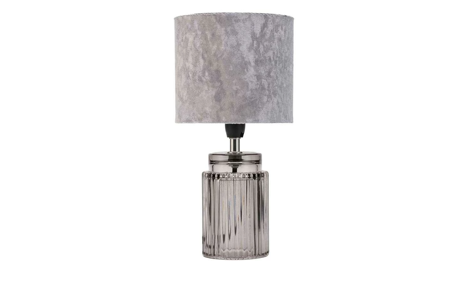Tischeuchte, 1-flammig, Samtschirm grau 4 Tischeuchte, 1-flammig, Samtschirm grau – Bild 2