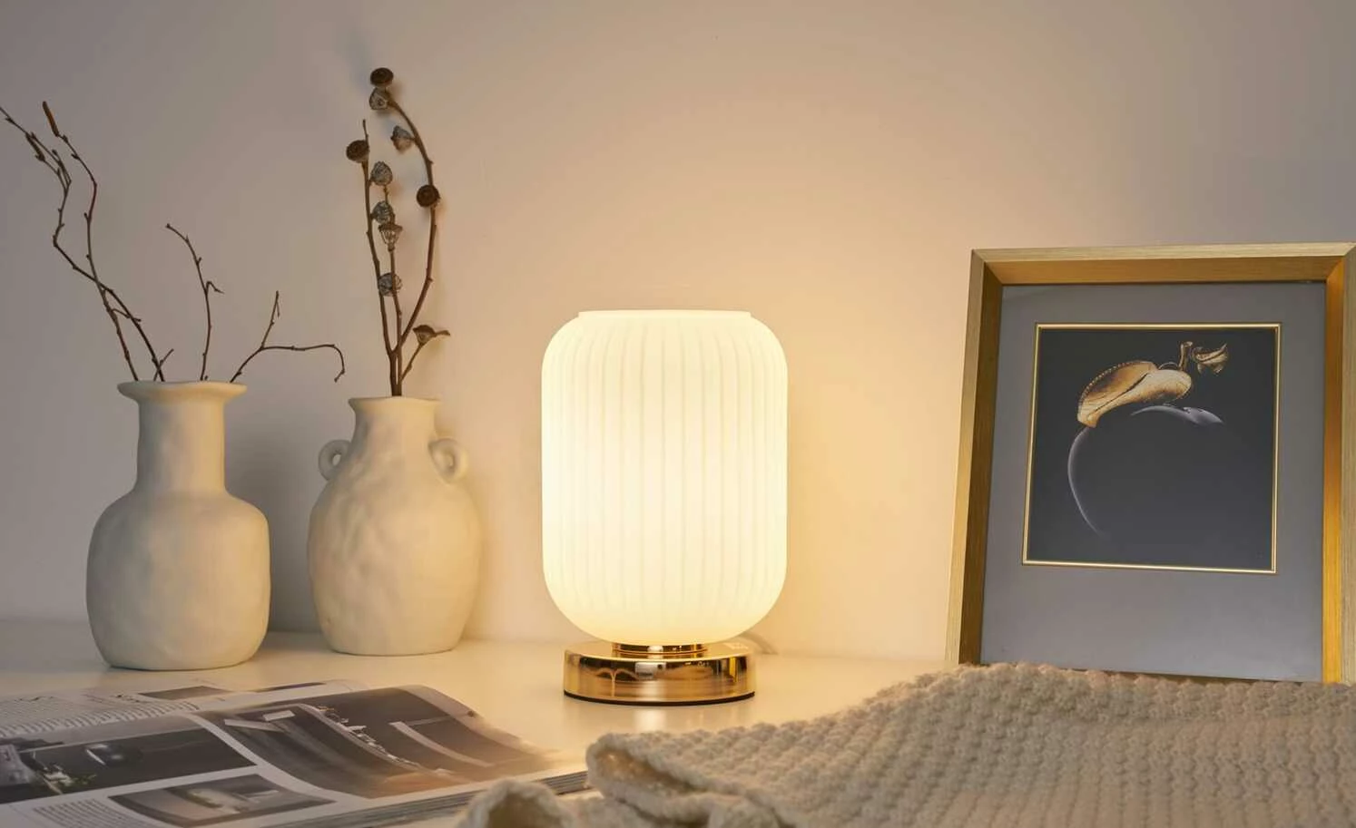 Tischleuchte, 1-flammig, champangnergold 3 Tischleuchte, 1-flammig, champangnergold