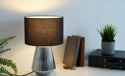 Keramik-Tischleuchte, 1-flammig, silber/schwarz