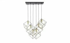 Pendelleuchte, 6-flammig, schwarz/messing Kubus -Innenleuchten Verkaufsladen 11684409 5 202006091054