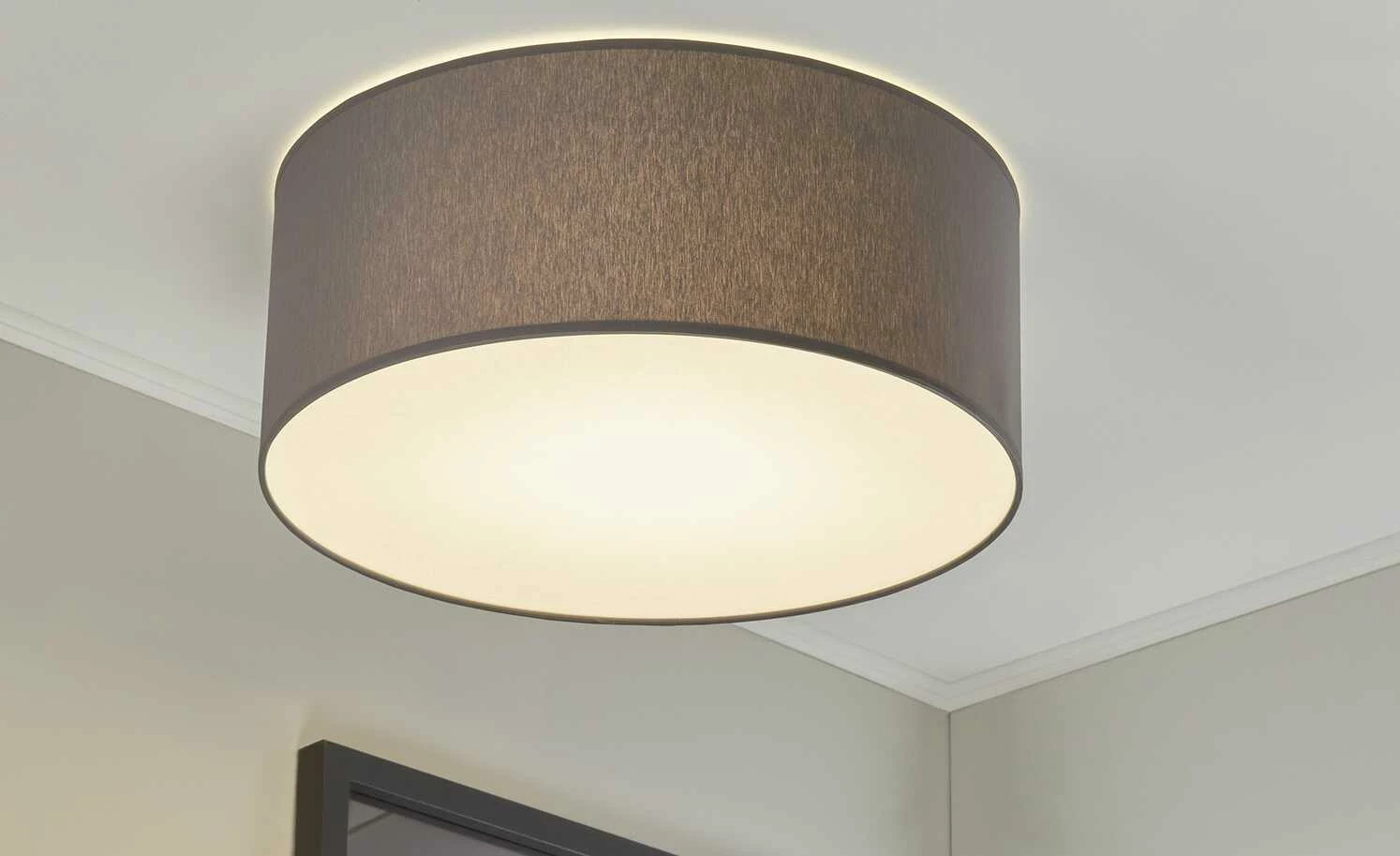 LED-Deckenleuchte, 1-flammig, Stoff grau 3 LED-Deckenleuchte, 1-flammig, Stoff grau