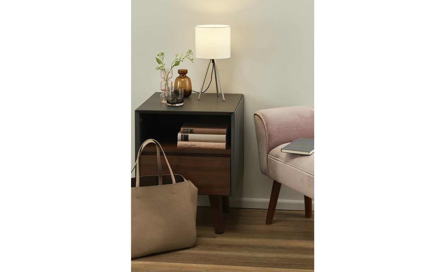 KHG Tischleuchte, 1-flammig, Dreibein, Schirm weiß 3 KHG Tischleuchte, 1-flammig, Dreibein, Schirm weiß