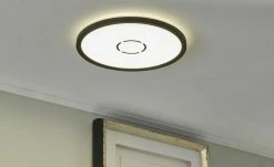 LED-Deckenleuchte, schwarz mit Hintergrundbeleuchtung