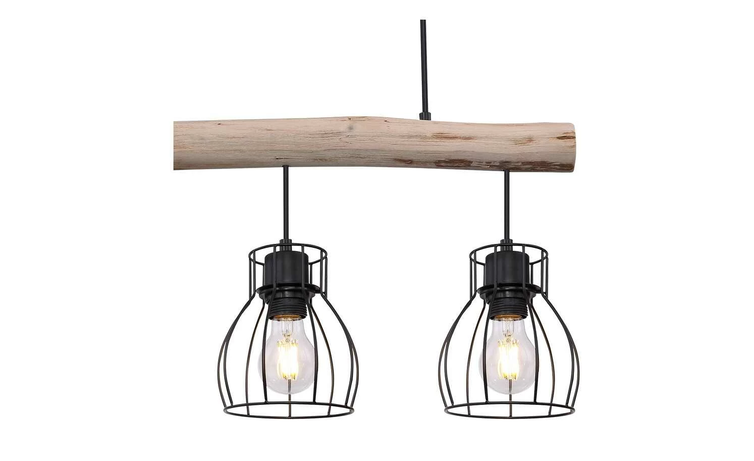 Pendelleuchte, 3-flammig, Holz/ Metall Körbe 5 Pendelleuchte, 3-flammig, Holz/ Metall Körbe – Bild 3