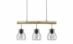 Pendelleuchte, 3-flammig, Holz/ Metall Körbe