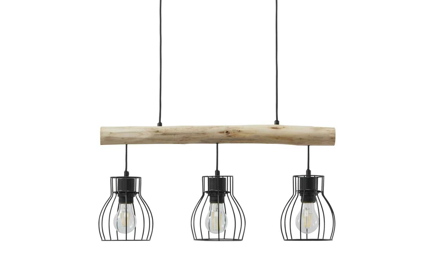 Pendelleuchte, 3-flammig, Holz/ Metall Körbe 3 Pendelleuchte, 3-flammig, Holz/ Metall Körbe