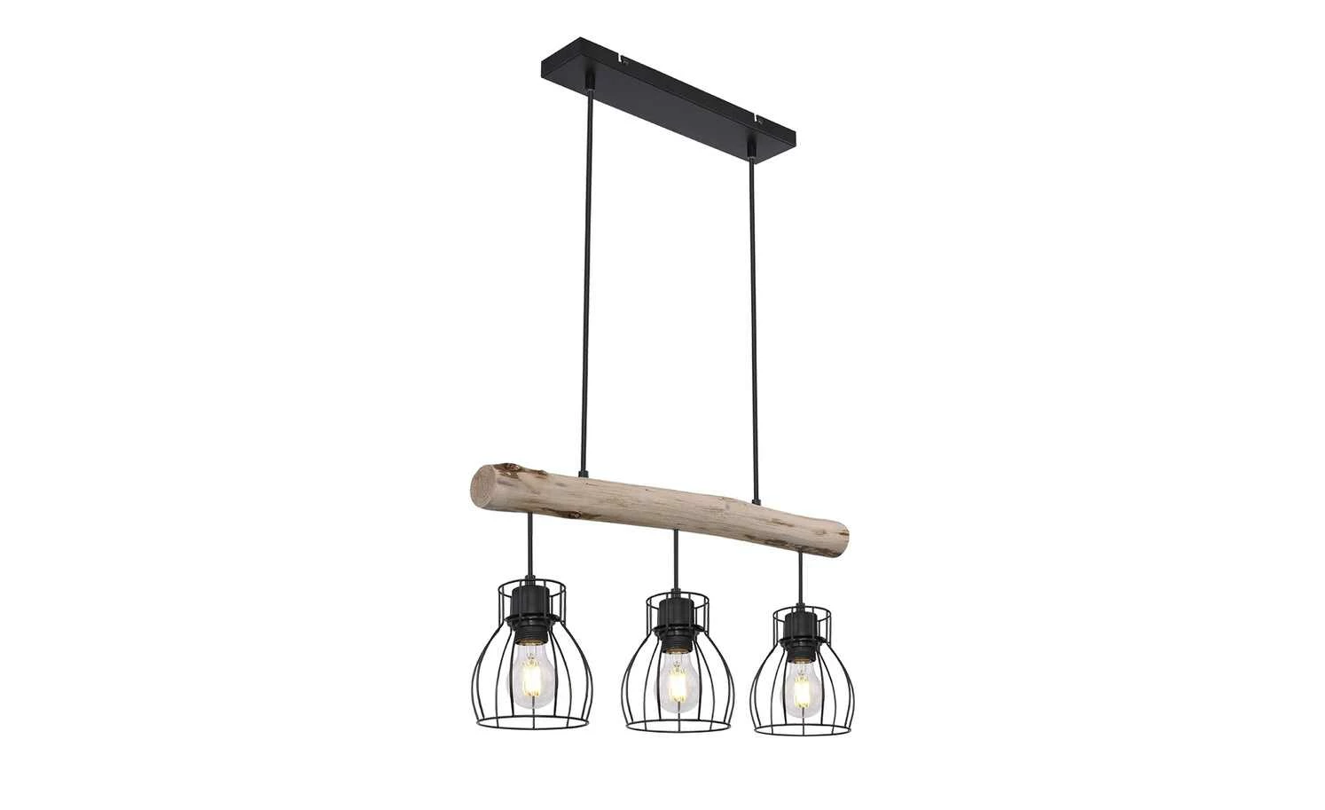 Pendelleuchte, 3-flammig, Holz/ Metall Körbe 6 Pendelleuchte, 3-flammig, Holz/ Metall Körbe – Bild 4