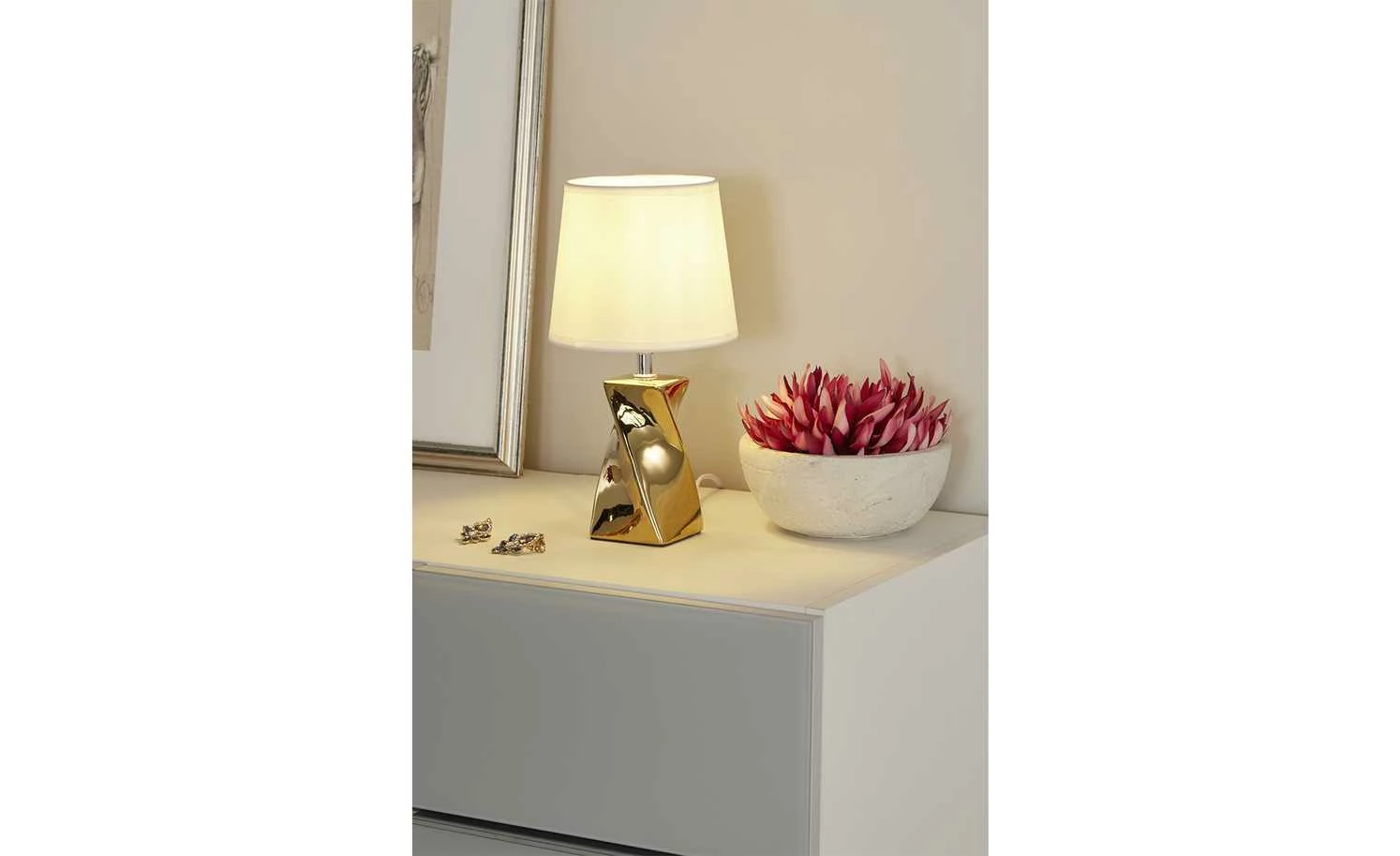 Trio Keramik-Tischleuchte, 1-flammig, goldfarben ´klein´ 3 Trio Keramik-Tischleuchte, 1-flammig, goldfarben ´klein´