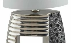 B-Leuchten Tischleuchte, 1-flammig, chrom/Stoffschirm grau -Innenleuchten Verkaufsladen 11684822 4 202110211246