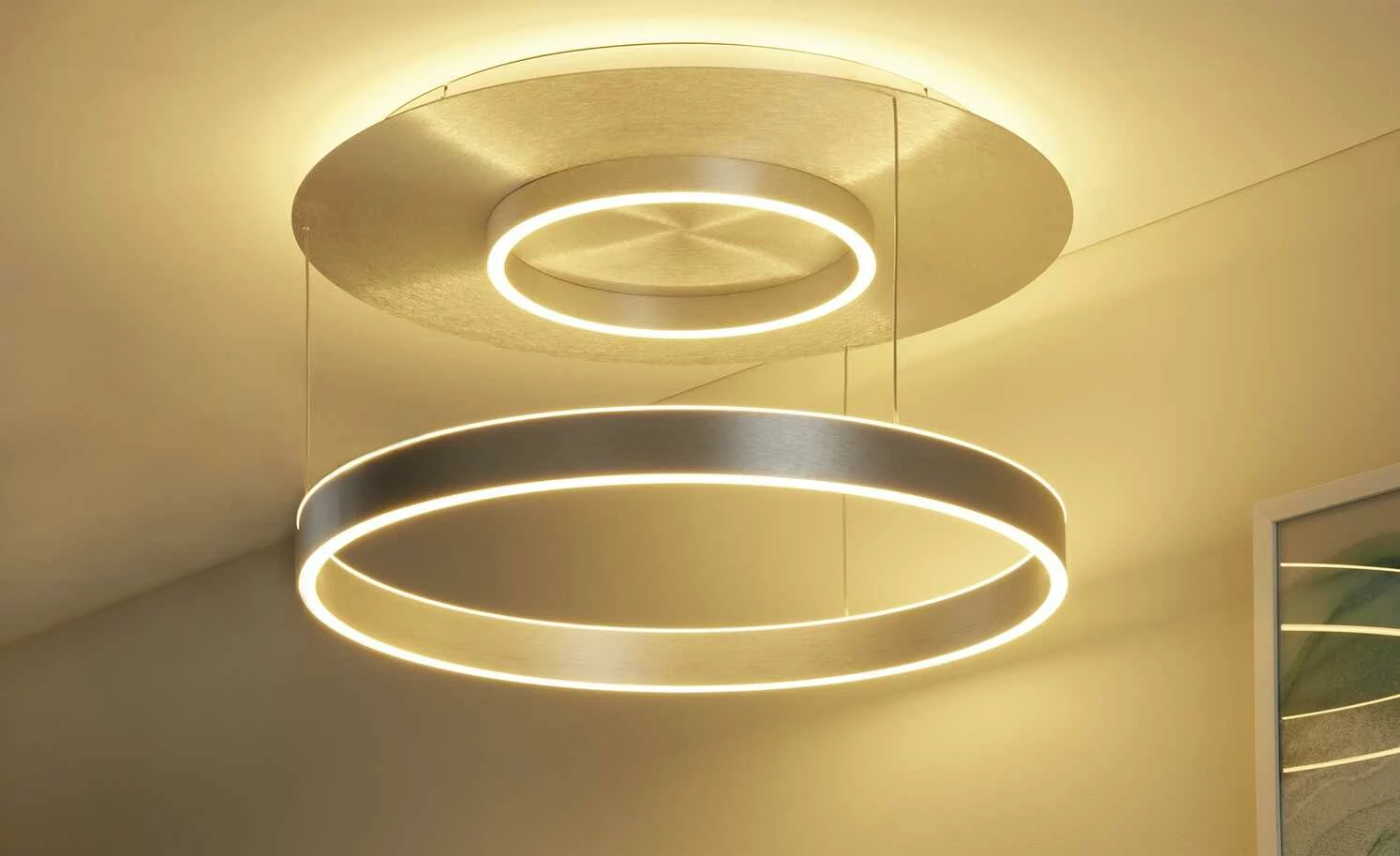 B-Leuchten LED-Deckenleuchte, Alu-matt, abgehangen 3 B-Leuchten LED-Deckenleuchte, Alu-matt, abgehangen