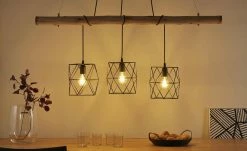 Paul Neuhaus Pendelleuchte, 3-flammig, Holz / Metall Schwarz