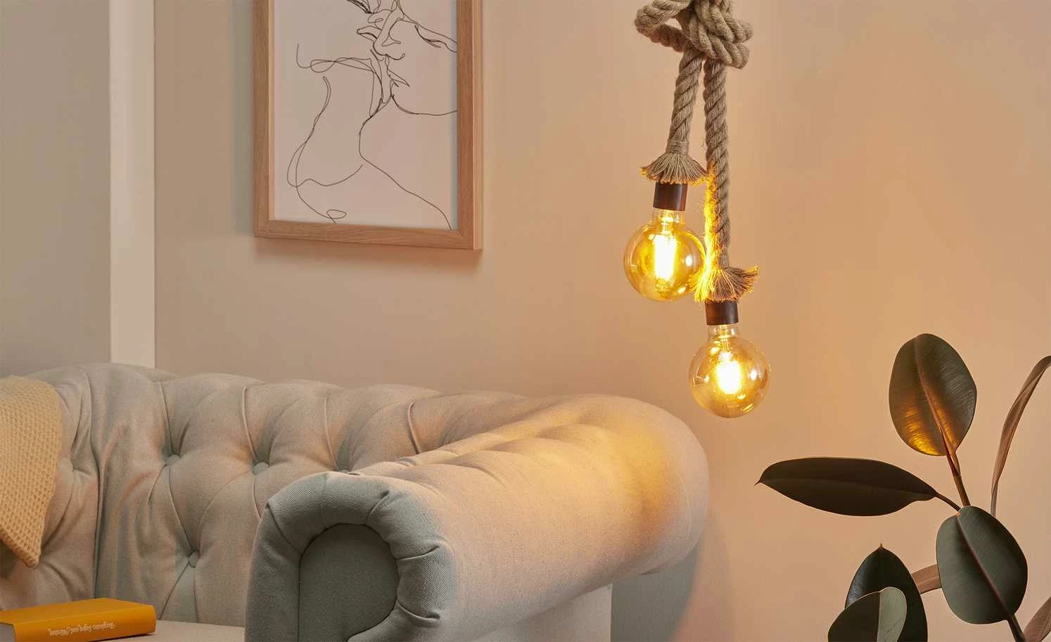 Paul Neuhaus Pendelleuchte, 2-flammig in Seiloptik 3 Paul Neuhaus Pendelleuchte, 2-flammig in Seiloptik