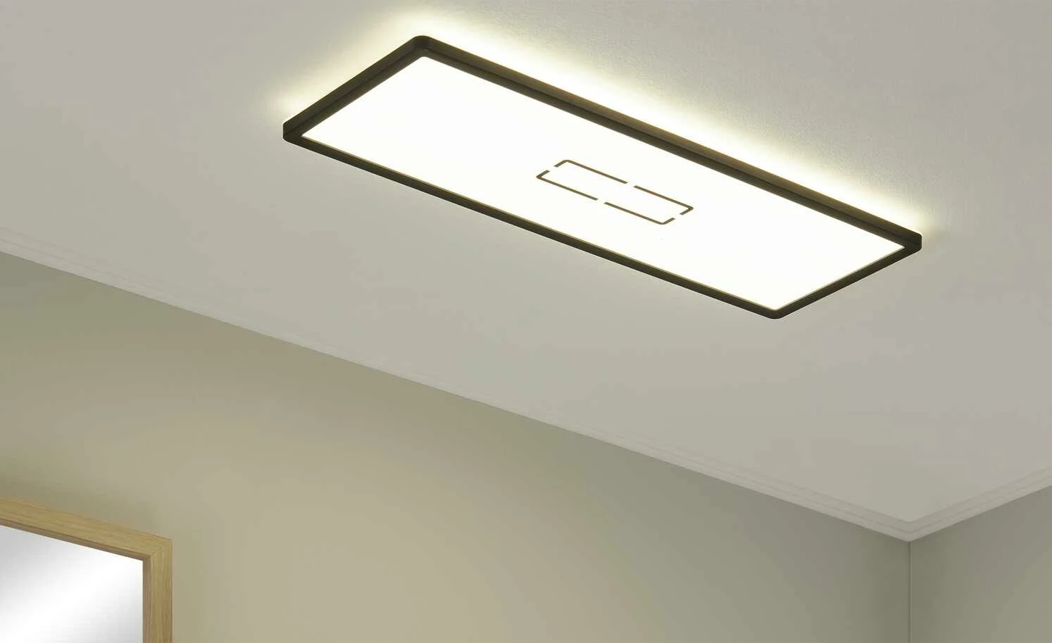 LED-Deckenleuchte, schwarz mit Hintergrundbeleuchtung 3 LED-Deckenleuchte, schwarz mit Hintergrundbeleuchtung