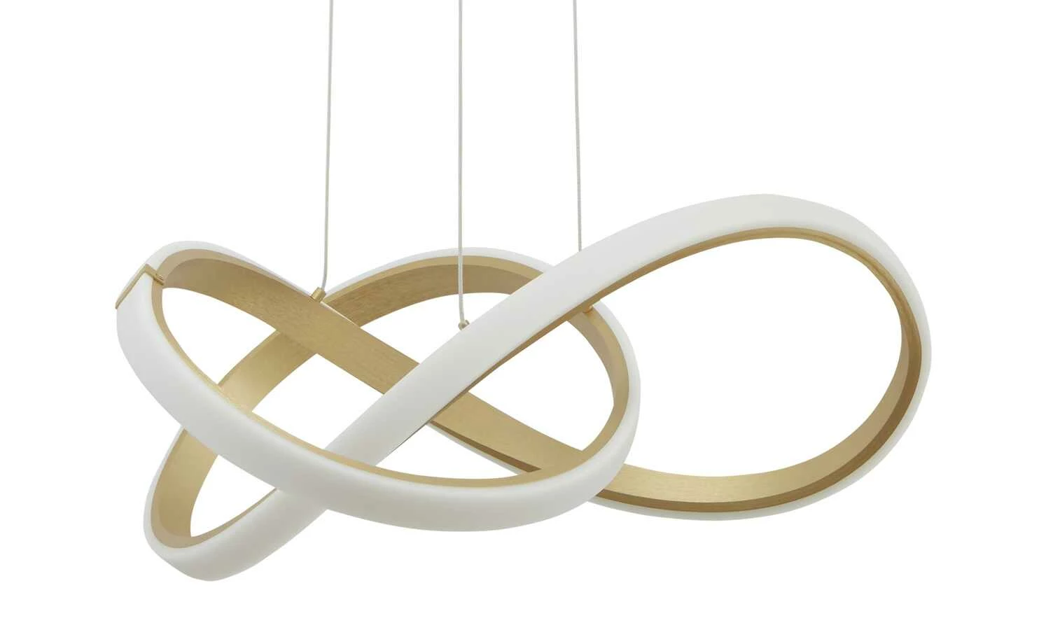 Wofi LED-Pendelleuchte, goldmatt, geschwungen 4 Wofi LED-Pendelleuchte, goldmatt, geschwungen – Bild 2