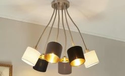 Wofi Deckenleuchte, 6-flammig nickel matt, Flexarme