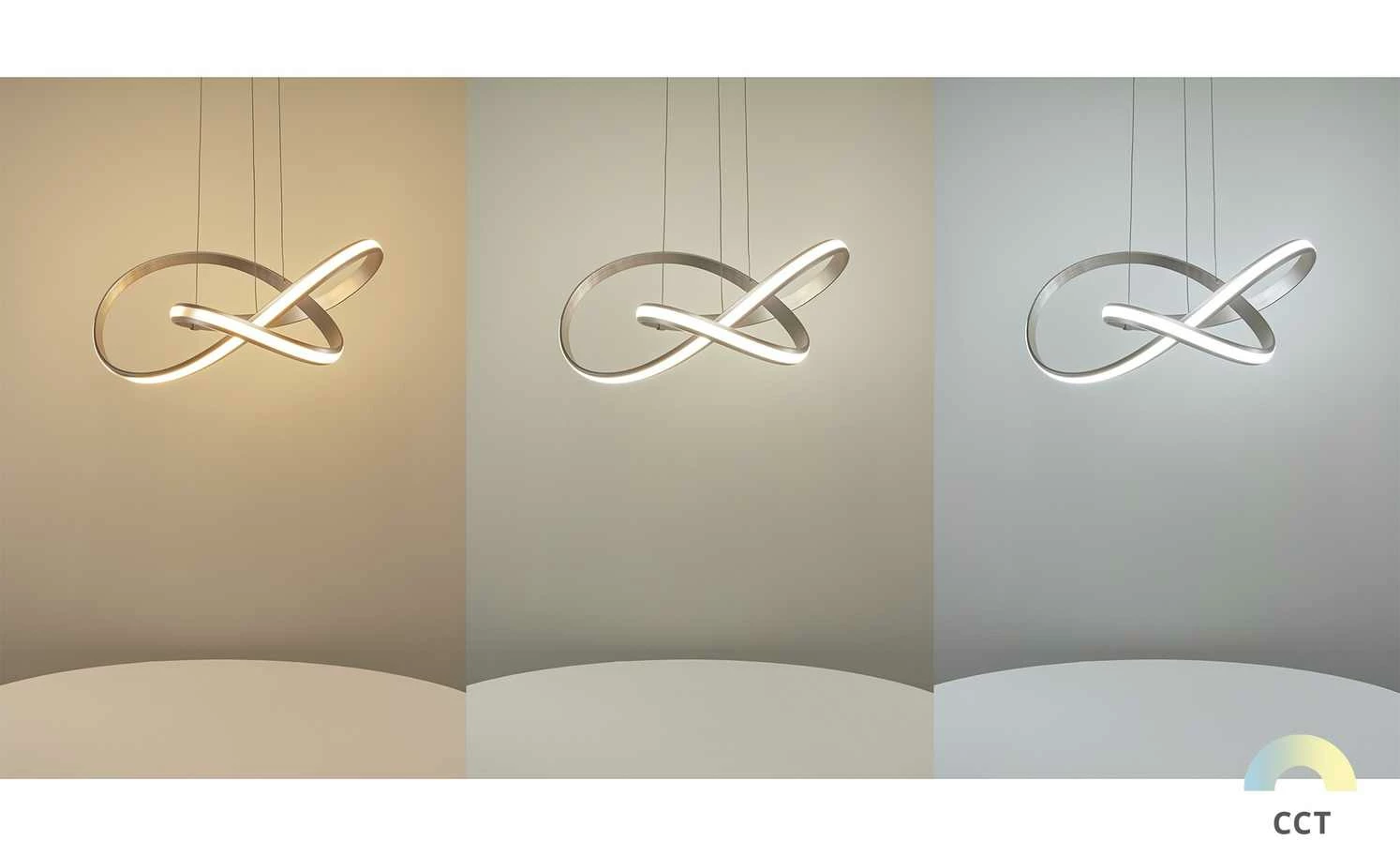 Paul Neuhaus Smart Home-Pendelleuchte, Nickel matt, geschwungen 3 Paul Neuhaus Smart Home-Pendelleuchte, Nickel matt, geschwungen – Bild 2